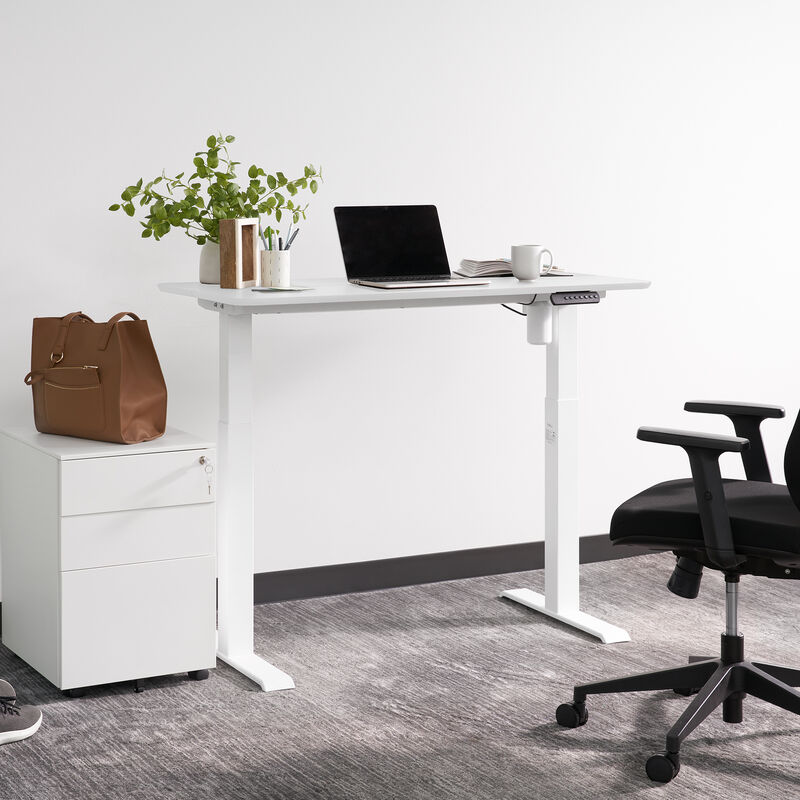 raised electric split top standing desk in white image number null